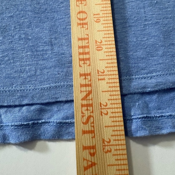 Relaxed Blue Linen V-Neck Top with Short Sleeves. Very Soft Comfy, Relaxed Fit - Picture 8 of 9